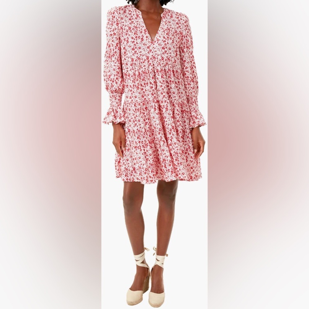 Tuckernuck Pomander Place Red and White Floral Knee Length Dress sz S